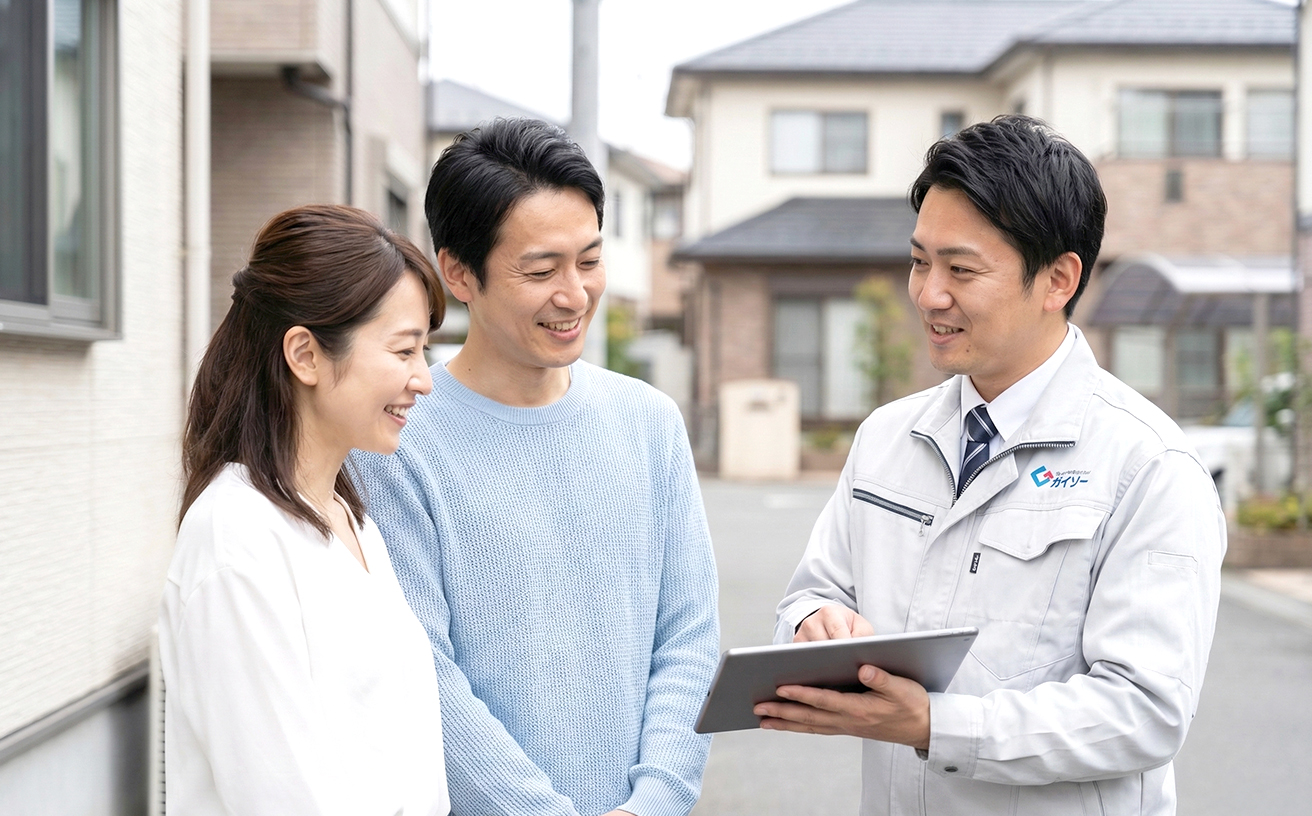 外装工事の見積や段取りを相談しているイメージ